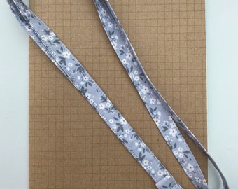 Grey blossom skinny fabric lanyard
