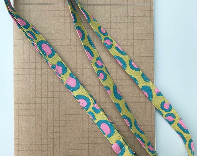 Lime animal print fabric lanyard