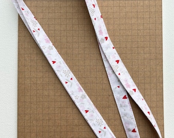 White with red hearts lanyard