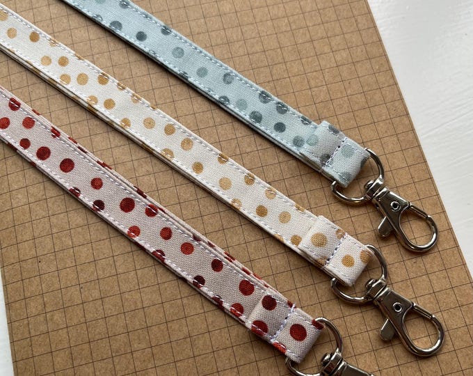 Berry dots fabric lanyard