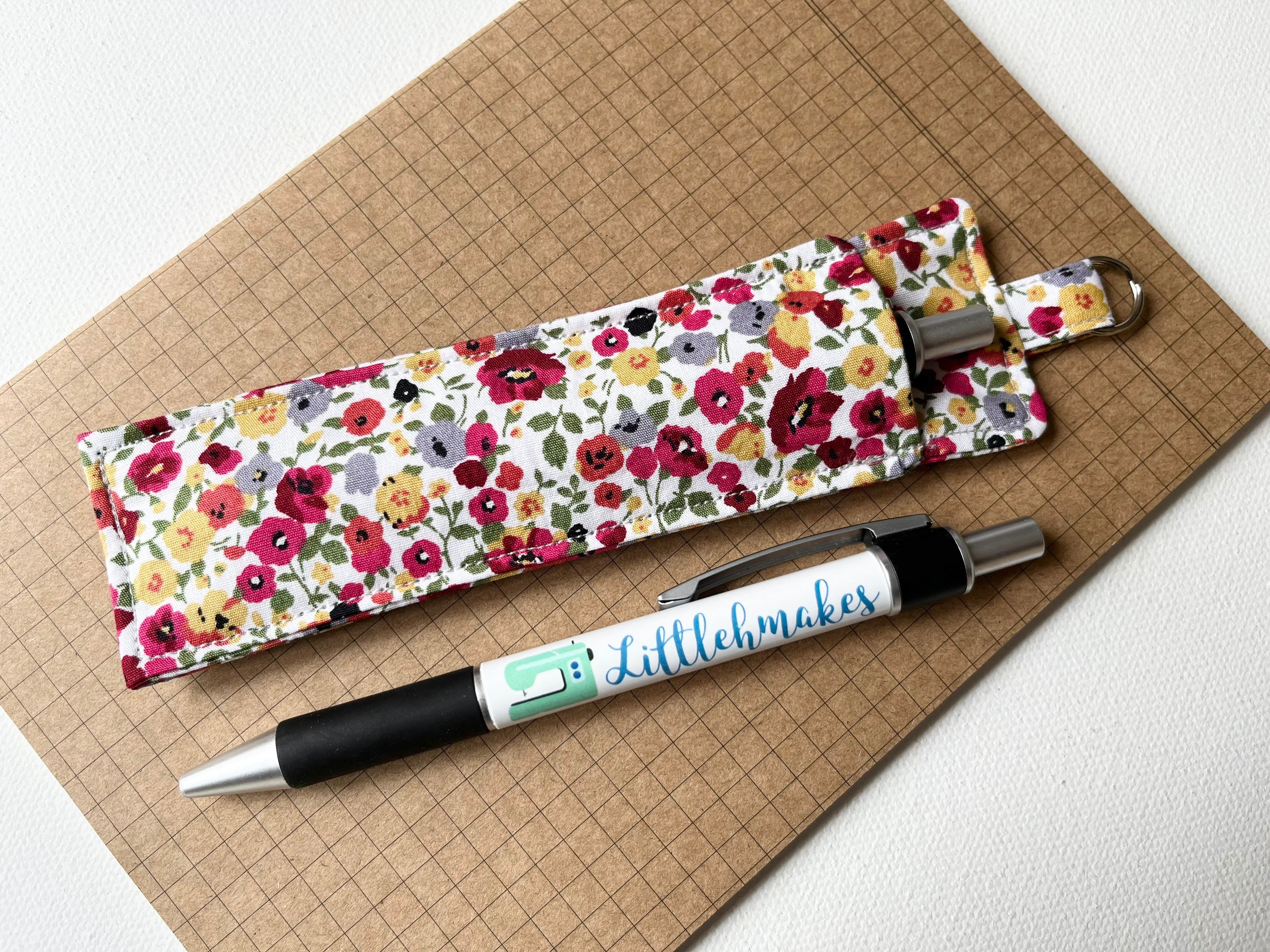 Floral Pencil Pouch/ Attachable Zipper Pouch/ Journal Pens/ Pen Pouch/  Artist Pouch/ Gifts for Artists/ School Supplies/ Floral Fabric 