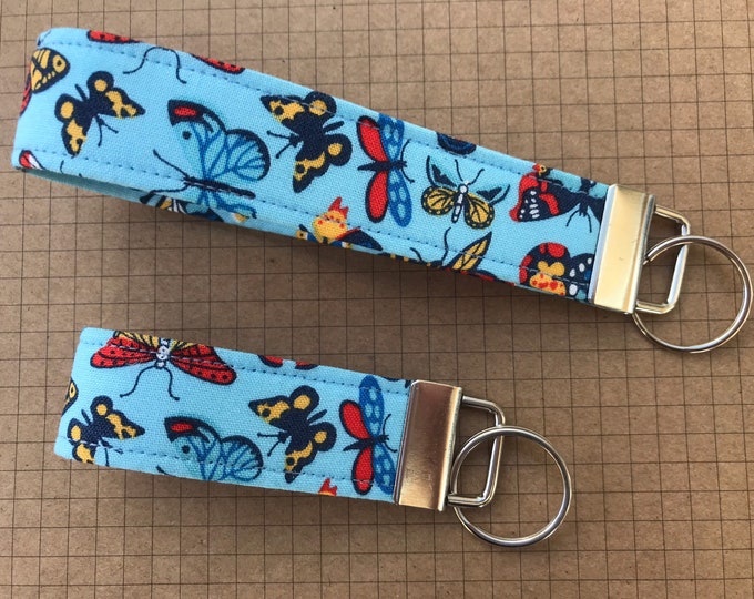 Keyfob or wristlet key chain - Butterfly Liberty Lepidoptera fabric