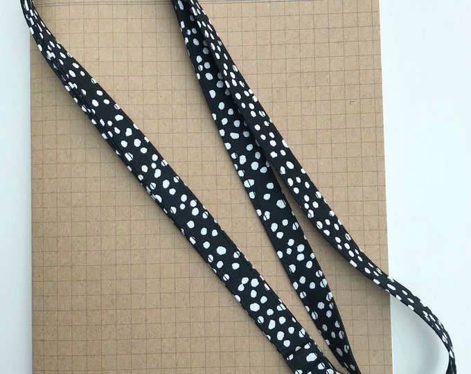Black & white BIG spots fabric lanyard
