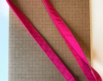 Hot pink skinny fabric lanyard