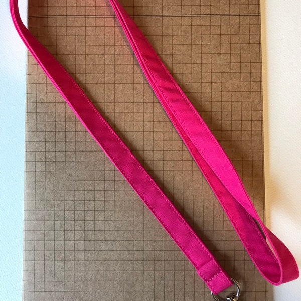 Hot pink skinny fabric lanyard