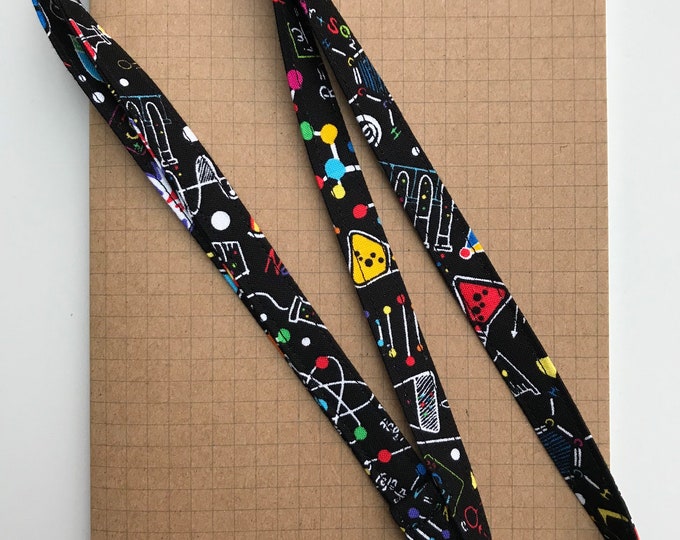 Black Science/ Chemistry/ Biology Teacher skinny fabric lanyard