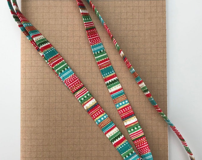 Gold dotty stripe fabric lanyard