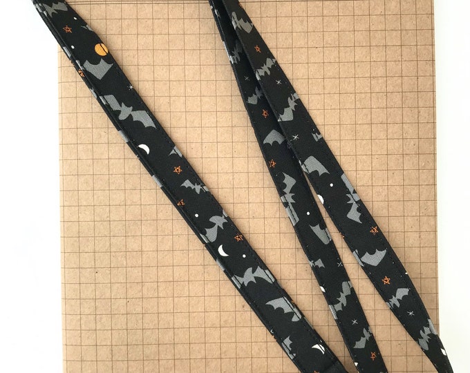 Lanyard - Black Bat skinny fabric lanyard