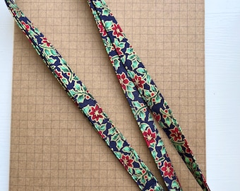 Poinsettia fabric lanyard