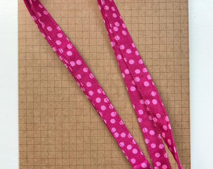 Pink BIG spots fabric lanyard