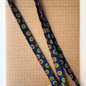 Tiny sunflower skinny fabric lanyard