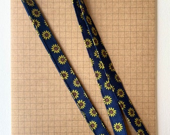 Tiny sunflower skinny fabric lanyard