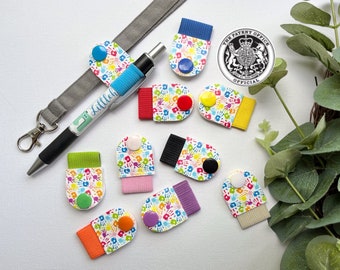 Pop on pen holder, Lanyard Pen Pal -  Rainbow Hands Faux Leather