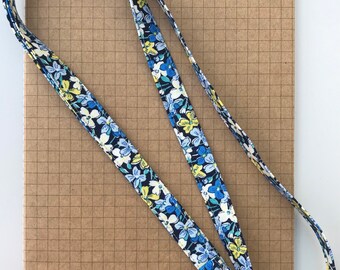 Liberty Campbell blues fabric skinny lanyard