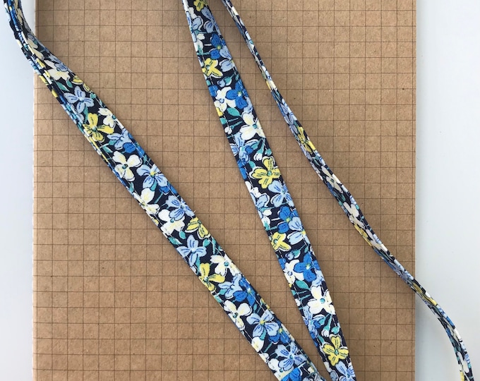 Liberty Campbell blues fabric skinny lanyard