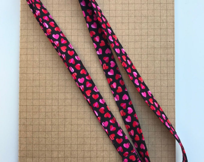 Valentines pink confetti hearts lanyard