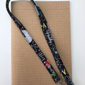 Black Maths/ algebra/ geometry/ STEM/ engineering fabric lanyard