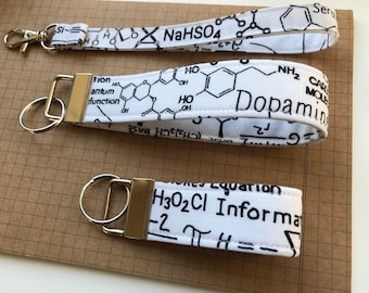 Keyfob or wristlet key chain - Scientific formulas fabric