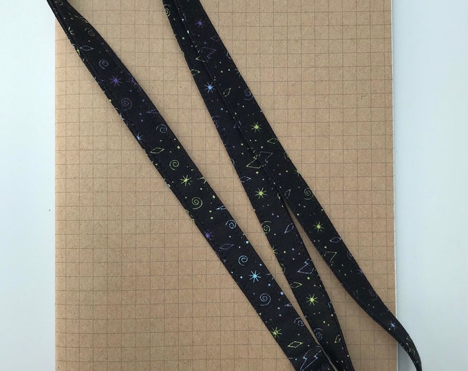 Black rainbow symbols fabric lanyard