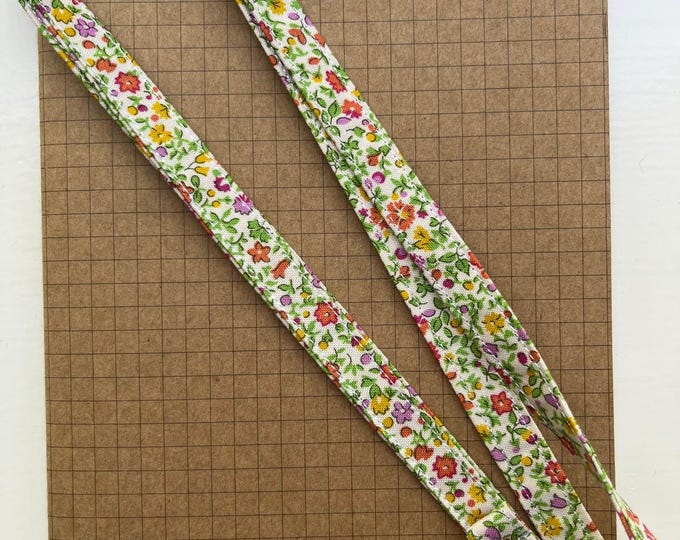Liberty Posy Haze Warm Brights fabric skinny lanyard