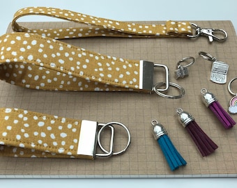 Keyfob or wristlet key chain - Honeycomb BIG spots fabric