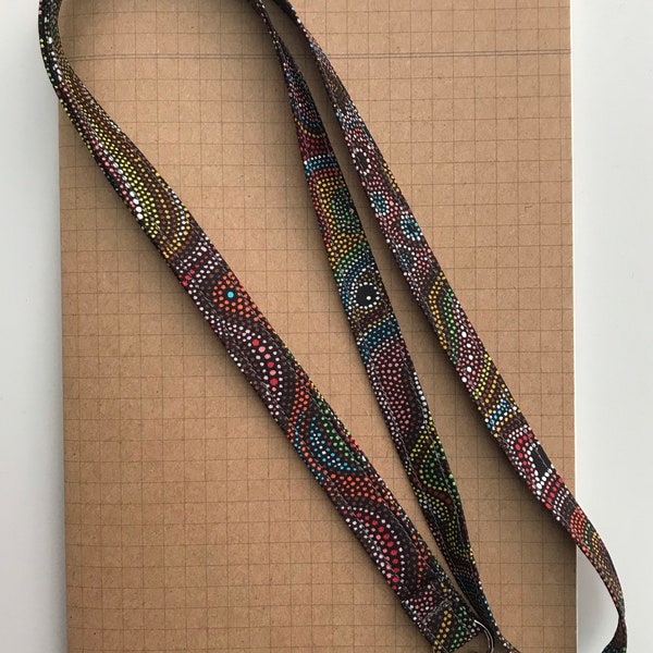 Aboriginal/ Australia Teacher skinny fabric lanyard