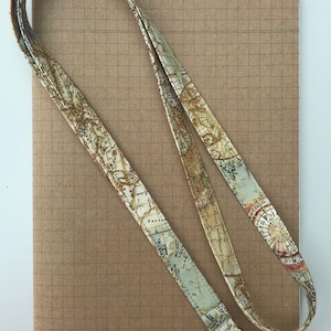 Old World map Teacher skinny fabric lanyard