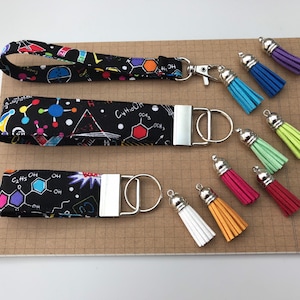 Llavero o llavero de pulsera - Tela científica negra