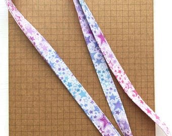 Ombre Star Cream fabric lanyard