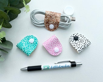 Cable Keeper, Cord Holder, Cable Tidy Spotty Dotty Faux Leather