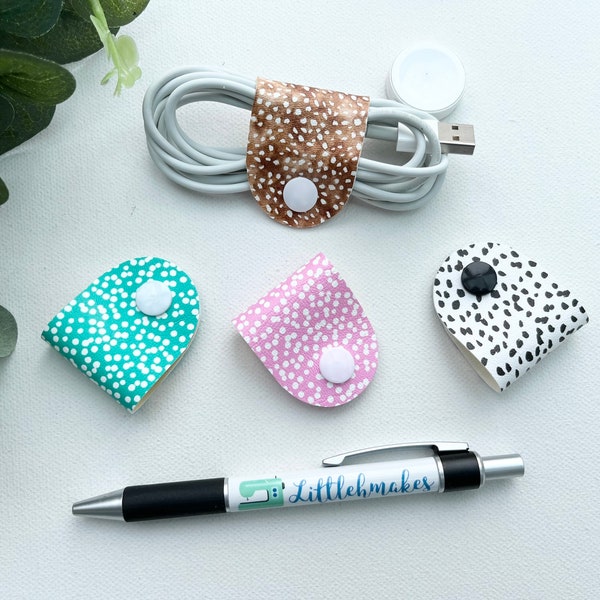 Cable Keeper, Cord Holder, Cable Tidy Spotty Dotty Faux Leather