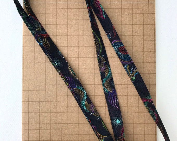 Oriental dragon print fabric lanyard