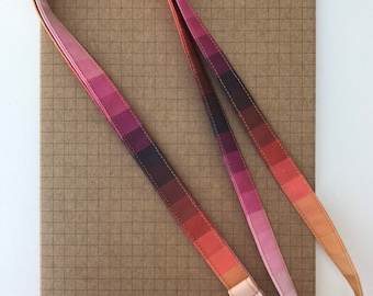 Fall/ Autumn stripe fabric skinny lanyard