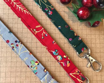 Sparkle berry fabric lanyard