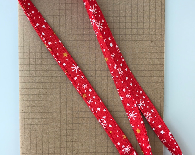 Christmas snowflakes & stars fabric lanyard