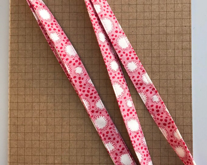 Liberty bunny tails pink skinny fabric lanyard