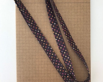 Fall/ Autumn spotty fabric skinny lanyard