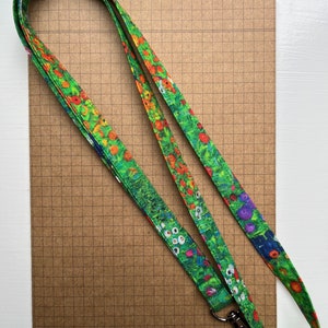 Gustav Klimt flowers fabric skinny lanyard