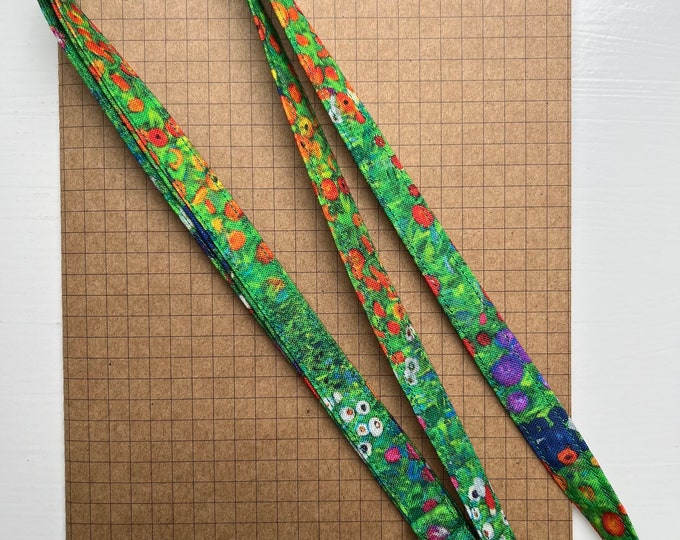 Gustav Klimt flowers fabric skinny lanyard