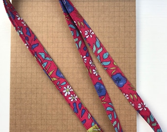 Organic cotton - Cornflower Wild Dreams fabric skinny lanyard