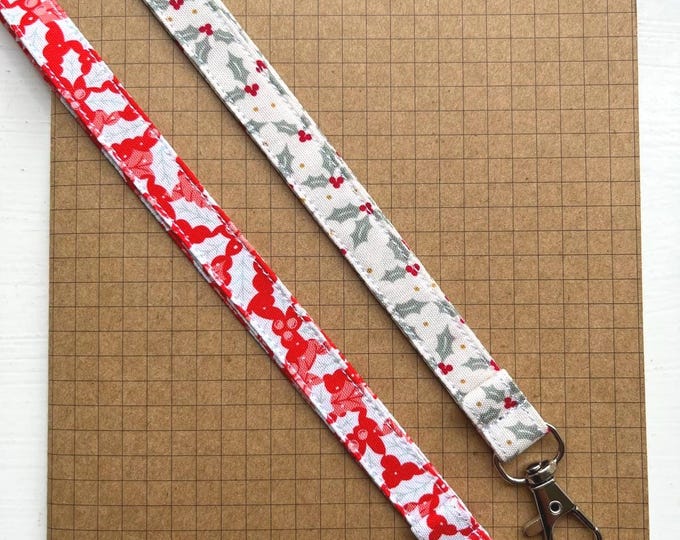Holly Jolly fabric lanyard