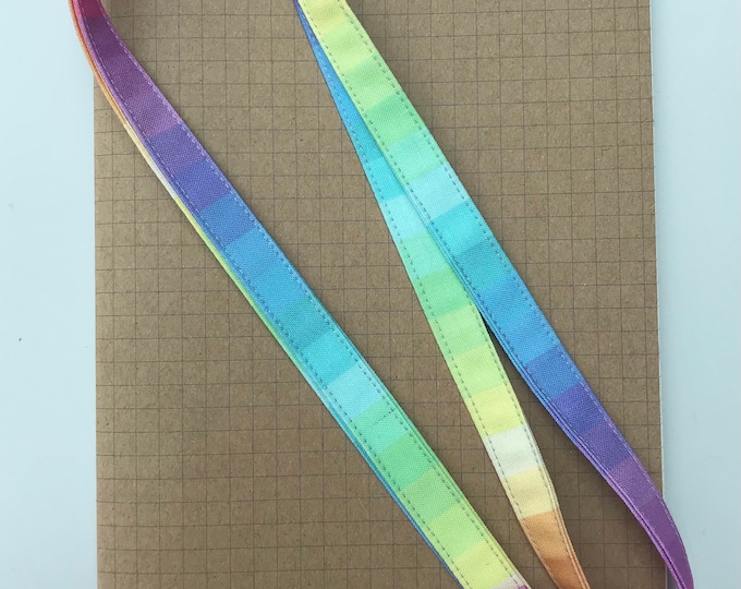Pastel Rainbow stripe fabric lanyard