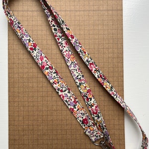 Cottage garden floral fabric lanyard