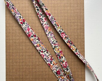 Cottage garden floral fabric lanyard