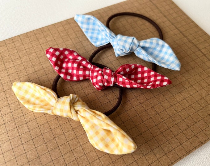 Little bow knot hair tie - Gingham fabrics
