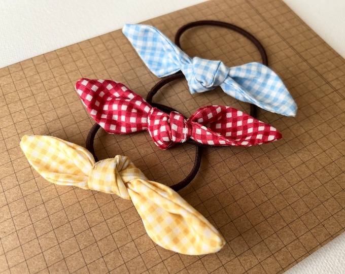 Little bow knot hair tie - Gingham fabrics