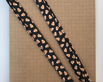 Lanyard - Candy corn skinny fabric lanyard