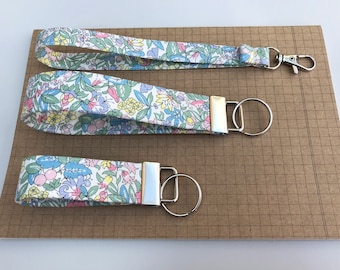 Keyfob or wristlet key chain - Liberty Hyde Spring Floral fabric