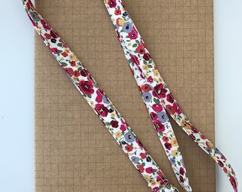 Poppy field fabric skinny lanyard