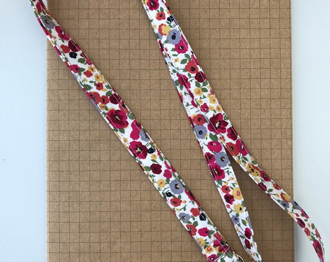 Poppy field fabric skinny lanyard